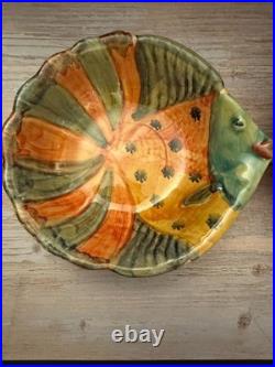 Vintage Italica ARS Hand Crafted Italian Pottery Fish Bowl Set & Platter- Nice