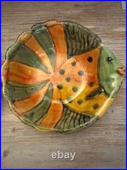 Vintage Italica ARS Hand Crafted Italian Pottery Fish Bowl Set & Platter- Nice