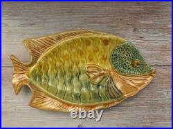 Vintage Italica ARS Hand Crafted Italian Pottery Fish Bowl Set & Platter- Nice