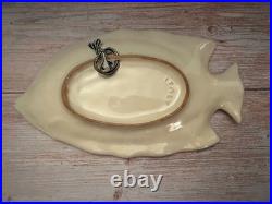 Vintage Italica ARS Hand Crafted Italian Pottery Fish Bowl Set & Platter- Nice