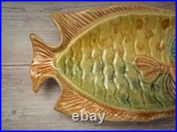Vintage Italica ARS Hand Crafted Italian Pottery Fish Bowl Set & Platter- Nice