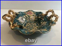 Vintage Italy Mica 1430/22 Handpainted Pottery Fruit Dish Bowl with Handles