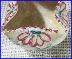 Vintage Italy Pottery Beaded Pinch Rim Ceramic Bowl Dish Folded Oval LTD 292/363