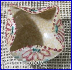 Vintage Italy Pottery Beaded Pinch Rim Ceramic Bowl Dish Folded Oval LTD 292/363