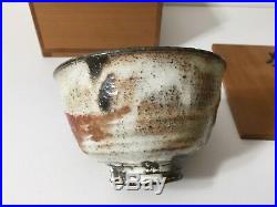 Vintage Japanese Art Pottery Chawan Tea Bowl withOriginal Box, Signed, 5 Diameter