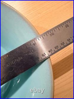 Vintage Japanese Studio Art Pottery 3 Bowl Set Teal Blue Glaze Stamped Signed