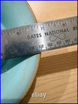 Vintage Japanese Studio Art Pottery 3 Bowl Set Teal Blue Glaze Stamped Signed