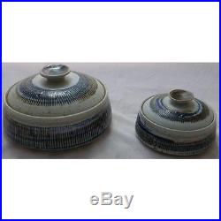 Vintage Japanese Studio Pottery Covered Bowls A Pair