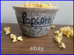 Vintage Jerry Brown Alabama Pottery Handcrafted Blue Large Popcorn Bowl