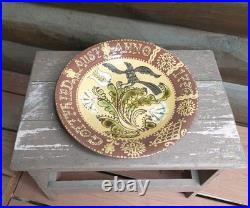 Vintage Joel Huntley 1998 Sgrafitto Redware Pottery 1776 Bowl Deep Plate Platter
