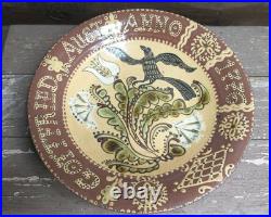 Vintage Joel Huntley 1998 Sgrafitto Redware Pottery 1776 Bowl Deep Plate Platter Vintage Joel Huntley 1998 Sgrafitto Redware Pottery 1776 Bowl Deep Plate Platter