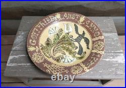 Vintage Joel Huntley 1998 Sgrafitto Redware Pottery 1776 Bowl Deep Plate Platter