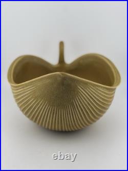 Vintage Jonathan Adler Leaf Stoneware Bowl, Signed Mustard Brown Gold 8.25