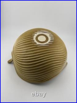 Vintage Jonathan Adler Leaf Stoneware Bowl, Signed Mustard Brown Gold 8.25