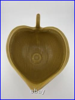 Vintage Jonathan Adler Leaf Stoneware Bowl, Signed Mustard Brown Gold 8.25