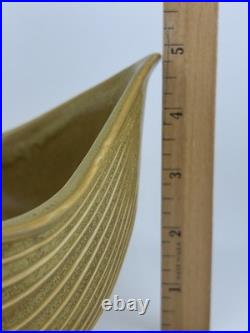 Vintage Jonathan Adler Leaf Stoneware Bowl, Signed Mustard Brown Gold 8.25