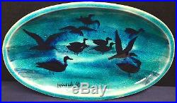 Vintage Joseph Hirsch Stonelain Art Pottery Bowl with Birds