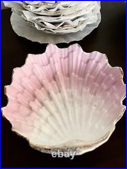 Vintage KPM Germany 27652 Oyster Shell Gilt Porcelain Serving Set Hallmarked