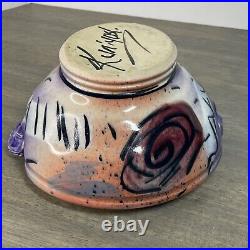 Vintage KUNIYOSHI Pottery Bowl Handmade Signed BEAUTIFUL