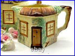 Vintage Keele St Pottery Hand Painted Cottage Ware Tea Pot Creamer & Sugar Bowl