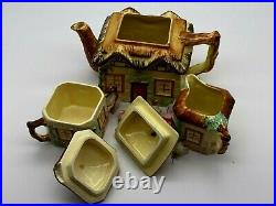 Vintage Keele St Pottery Hand Painted Cottage Ware Tea Pot Creamer & Sugar Bowl