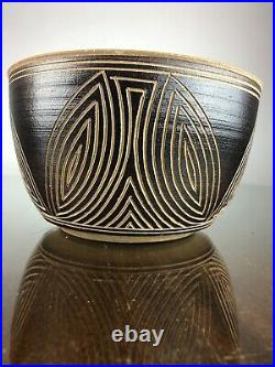 Vintage Kenneth Allen Studio Pottery Ashville NC Sgraffito Bowl 1987 Signed
