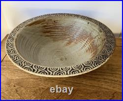 Vintage Kevin Osborn studio pottery large bowl sgraffito rare 1976 Tucson AZ mcm