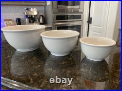 Vintage Kitchen Kraft HLC Fiesta Ovenserve White Mixing Bowl Set of 3