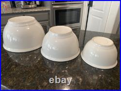 Vintage Kitchen Kraft HLC Fiesta Ovenserve White Mixing Bowl Set of 3