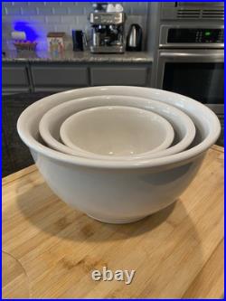 Vintage Kitchen Kraft HLC Fiesta Ovenserve White Mixing Bowl Set of 3