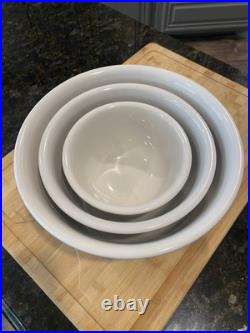 Vintage Kitchen Kraft HLC Fiesta Ovenserve White Mixing Bowl Set of 3