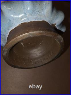 Vintage Kjeld & Erica Deichmann 5.5 Blue Glaze Scalloped Pottery Bowl NB