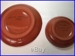 Vintage LUNA GARCIA Pottery Terra Cotta Platter and Bowl, Venice CA Studio, 1991
