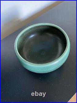 Vintage L Hjorth matte green small bowl Denmark Danish Scandinavian midcentury