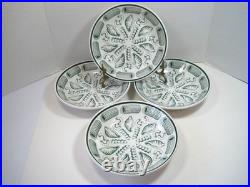 Vintage La Primula Green & White Set Of 4 Pasta Bowls 8 3/8 Italy Excellent