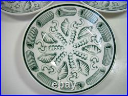 Vintage La Primula Green & White Set Of 4 Pasta Bowls 8 3/8 Italy Excellent