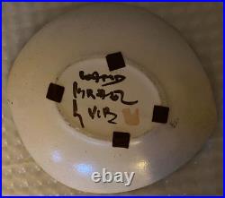 Vintage Lapid Israel Stoneware Pottery Art Decorative Bowl Abstract Motif 1950s