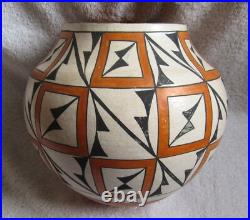 Vintage Large Acoma Indian Pueblo Decorated Designs Symbols Art Pottery Bowl