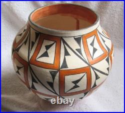 Vintage Large Acoma Indian Pueblo Decorated Designs Symbols Art Pottery Bowl