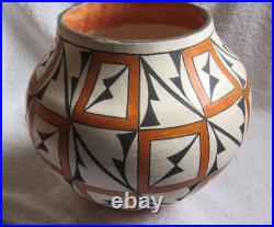 Vintage Large Acoma Indian Pueblo Decorated Designs Symbols Art Pottery Bowl
