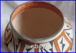 Vintage Large Acoma Indian Pueblo Decorated Designs Symbols Art Pottery Bowl