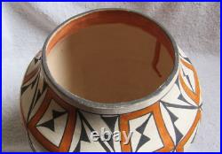 Vintage Large Acoma Indian Pueblo Decorated Designs Symbols Art Pottery Bowl
