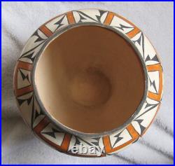 Vintage Large Acoma Indian Pueblo Decorated Designs Symbols Art Pottery Bowl