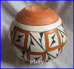 Vintage Large Acoma Indian Pueblo Decorated Designs Symbols Art Pottery Bowl