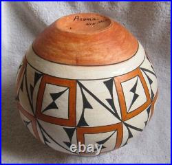 Vintage Large Acoma Indian Pueblo Decorated Designs Symbols Art Pottery Bowl