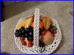 Vintage Large Capodimonte Fruit Bowl Basket Centerpiece Italy