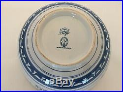 Vintage Large Colonial Williamsburg Delft Blue White Punch Bowl 1969