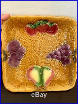 Vintage Large French Majolica Salins Les Bains Fruit Platter Bowl Rare