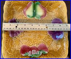 Vintage Large French Majolica Salins Les Bains Fruit Platter Bowl Rare