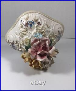 Vintage Large Grand Capodimonte Lidded Centerpiece Bowl Tureen Baroque Roses